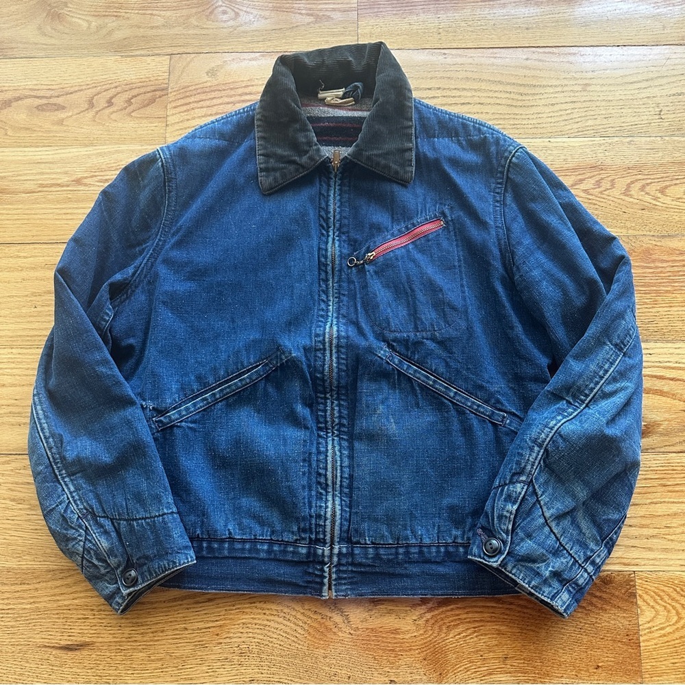Vintage Blanket Lined Denim Men’s Chore Jacket Detroit Style Size 40 - Picture 1 of 16